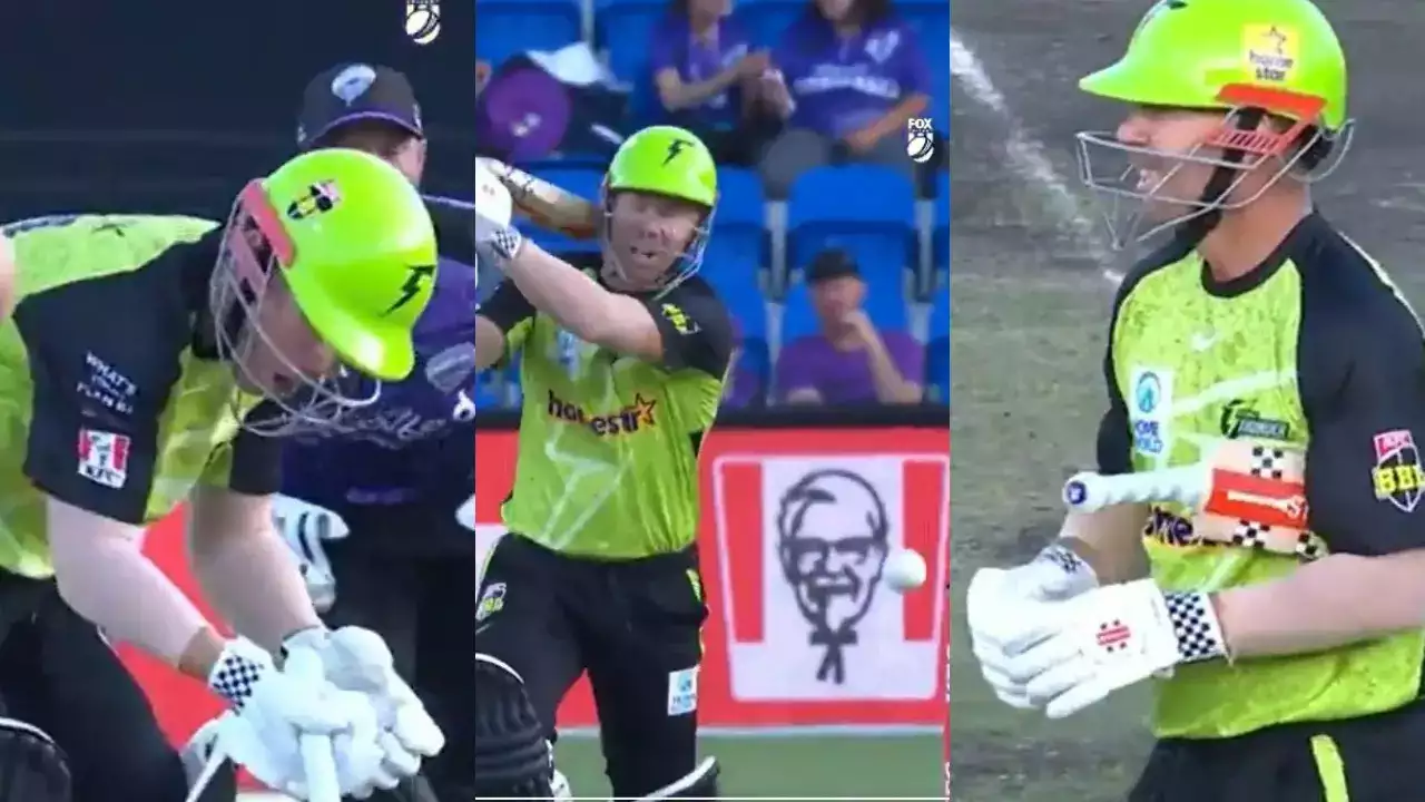 David Warner Left Stunned After Bat Breaks, Smashes Onto His Own Head In Bizarre Scenes - Watch