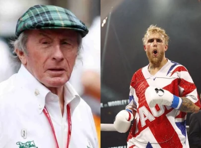 F1 Legend Jackie Stewart reacts to suggestions that he should race Jake Paul in karting competition