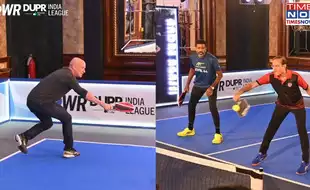 Rohan Bopanna Defeats Andre Agassi In Fun Exhibition Encounter; Times Group MD Vineet Jain Joins In | PWR DUPR India League Mega Launch